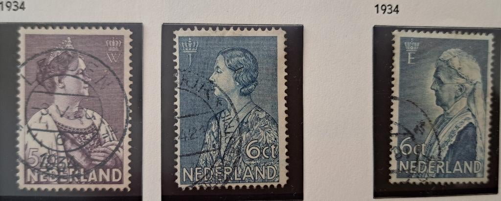 Nederland 1934 nvph 265/266 en 269 gest. (Davo), Ophalen of Verzenden, T/m 1940, Gestempeld