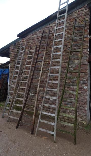 oude plukladders 3.5 tot 4.5 meter hoog ladder beschikbaar voor biedingen