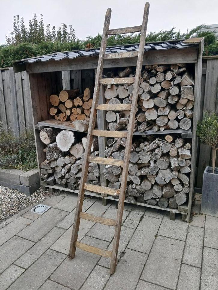 Oude Houten Ladder - Decoratief, Doe-het-zelf en Verbouw, Ladders en Trappen, Gebruikt, Ladder, 2 tot 4 meter, Ophalen
