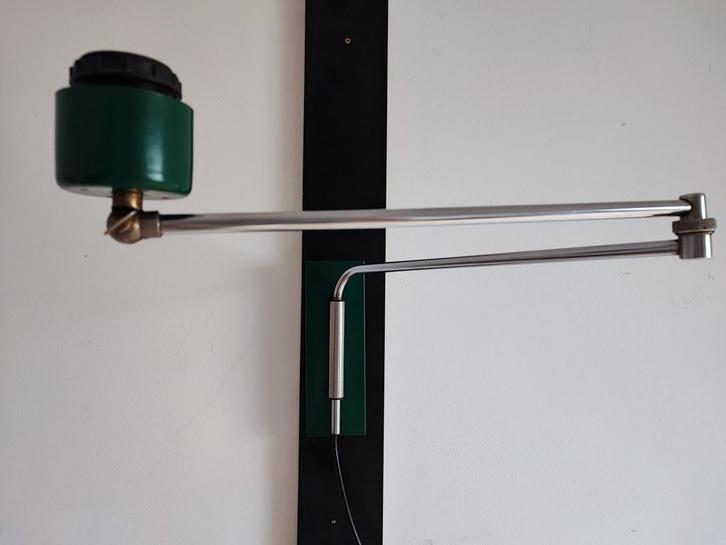 Vintage wandlamp met zwenkarm jaren 70 groen, Huis en Inrichting, Lampen | Wandlampen, Gebruikt, Metaal, Ophalen of Verzenden