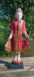 Vintage Houten Boeddha met Gouden Details, Antiek en Kunst, Ophalen of Verzenden