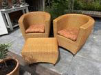 2 rotan fauteuils + rotan bankje, Ophalen, Gebruikt, Minder dan 75 cm, Riet of Rotan