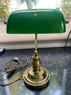 Retro Bureaulamp met Groene Glazen Kap, Ophalen of Verzenden, Gebruikt, Glas, Minder dan 100 cm