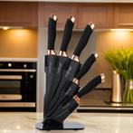 Cheffinger Messenset met Standaard – 6-delig Zwart Rosé Goud, Nieuw, Ophalen of Verzenden, H, Rvs of Chroom