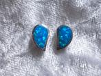 Mooie kleine Zilveren Oorstekers met Blauw Opaal - aparte vo, Verzenden, Zilver, Oorbellen, Met edelsteen