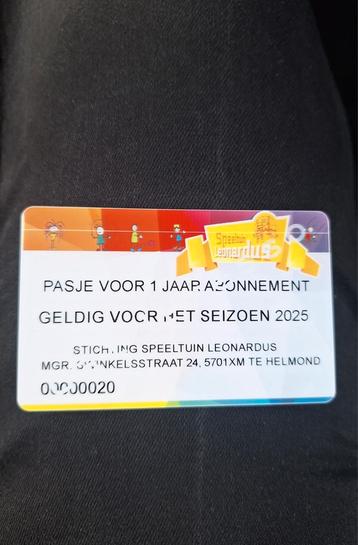 Jaar Kaart 🛝☀️ SPEELTUIN LEONARDUS Speel Abonnement Helmond beschikbaar voor biedingen