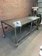 Lastafel 200x100x90 met zwenkwielen, Ophalen of Verzenden, Zo goed als nieuw, Bankschroef