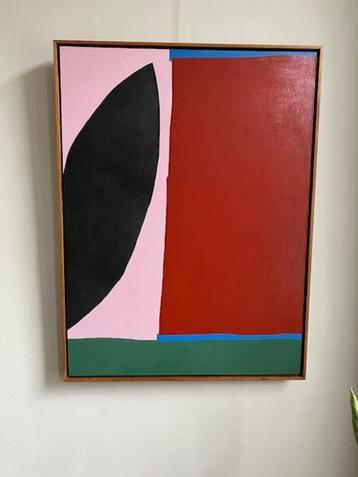 Olieverf schilderij modern abstrakt vlakken 80x60 baklijst beschikbaar voor biedingen
