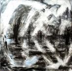 Groot Abstract modern Winternacht zwart wit, Antiek en Kunst, Kunst | Schilderijen | Abstract, Ophalen of Verzenden