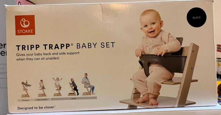tripp trapp baby set Zwart, Kinderen en Baby's, Kinderstoelen, Zo goed als nieuw, Meegroeistoel, Ophalen