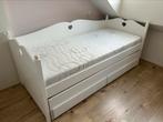 Bedbank Emma wit met hartjes 90 x 200, Ophalen, Zo goed als nieuw, 180 cm of meer, 85 tot 100 cm