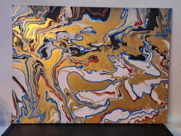 Abstract acryl schilderij op canvas beschikbaar voor biedingen