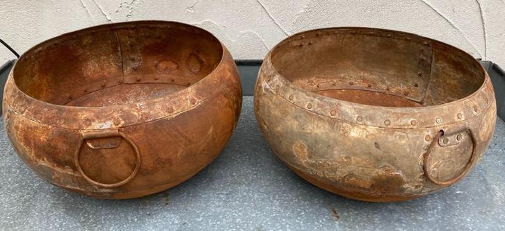 SCHAAL GROOT IRON OLD ROUND ROESTBRUIN DIA 35 CM NIEUW, Antiek en Kunst, Curiosa en Brocante, Ophalen of Verzenden