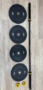 Zwarte halterstang/fitness Olympische barbell 20 kilo/220 cm, Verzenden, Nieuw, X, X