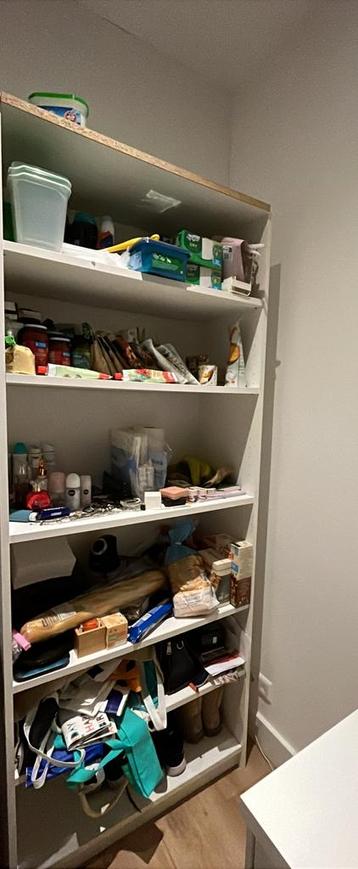 white IKEA shelves unit of 6