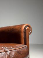 Gebruikte fauteuil leder klassiek, Huis en Inrichting, Fauteuils, Ophalen, Zo goed als nieuw, 75 tot 100 cm