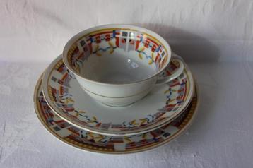 Antiek Art Deco porseleinen koffie set c 1927 beschikbaar voor biedingen