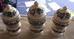 Decoratieve set koffie - thee - suiker potten. Handpainted, Antiek en Kunst, Curiosa en Brocante, Verzenden
