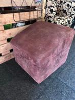 Mooie bruine velours poef, Ophalen, Gebruikt, Vierkant, Stof