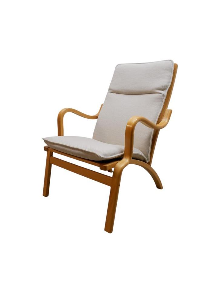 Deense fauteuil van Stouby, Huis en Inrichting, Fauteuils, Gebruikt, Hout, Stof, 50 tot 75 cm, 75 tot 100 cm, Ophalen