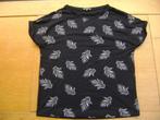Zwart met zilverkleurig bladerenprint shirt maat S, Ophalen of Verzenden, Gedragen, Zwart, Korte mouw
