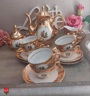 Oud mokka servies Schaller Wiesau Bavaria verguld beschikbaar voor biedingen