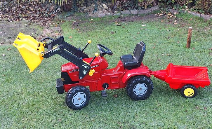 Rode Case Trap Tractor met Aanhanger en Laadschop, Kinderen en Baby's, Speelgoed | Buiten | Voertuigen en Loopfietsen, Gebruikt