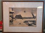 Winterlandschap Ets H. Ykelenstam 1928, Ophalen of Verzenden
