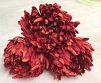 3 kunstbloemen - chrysanten - grote bloem -rood/oranje, Binnen, Gebruikt, Ophalen of Verzenden