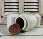 Set van drie Lab Lagny grès mosterdpotten zandkleurig