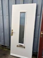 Houten voordeur met dubbel glas en driepuntsluiting, Doe-het-zelf en Verbouw, Deuren en Horren, 80 tot 100 cm, Ophalen of Verzenden