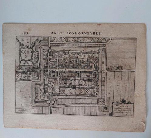 5 / Plattegrond Vianen - Vyanen Gravure uit 1634 M. Boxhorn, Antiek en Kunst, Kunst | Etsen en Gravures, Ophalen of Verzenden