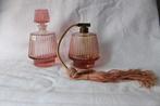 Antiek Art Deco pink depression glass vanity set 1930-1940, Ophalen of Verzenden