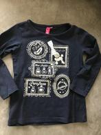 supergaaf donkerblauw shirt met glitters 104/110, Kinderen en Baby's, Kinderkleding | Maat 104, Meisje, Gebruikt, Ophalen of Verzenden
