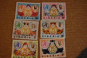 6 POSTZEGELS  uit LIBERIA 25 jaar UN  WHO  beschikbaar voor biedingen