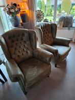Fauteuils 2x landelijke sfeer chesterfield look, Ophalen, Gebruikt, Landelijke sober stoer, 75 tot 100 cm