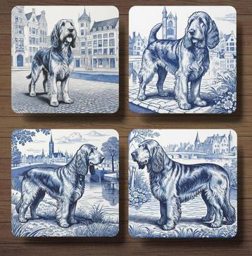 Otterhound Delfts Blauw onderzetters met houder beschikbaar voor biedingen