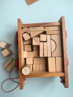 houten vintage speelgoed blokkenwagen, Ophalen of Verzenden, Gebruikt