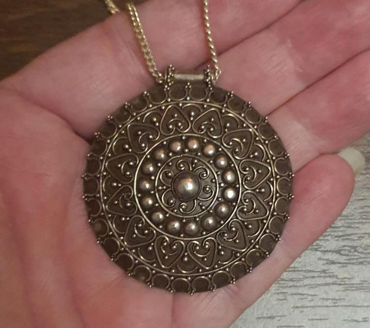 Statement Hanger, groot, sterling zilver Oosters, Mandala, Sieraden, Tassen en Uiterlijk, Kettinghangers, Zo goed als nieuw, Zilver