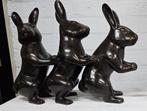 3 HAZEN IN POLONAISE / bronzen beeld, Dierenbeeld, Nieuw, Info@huisentuindecoratiemarie.nl, Huis en tuin decoratie marie