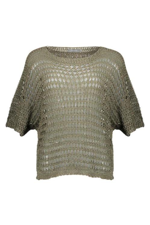 Geisha set gehaakt truitje met top, khaki groen, mt L/40, Kleding | Dames, Truien en Vesten, Zo goed als nieuw, Maat 38/40 (M)
