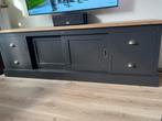Tv meubel richmond, zwart en hout, 200 cm breed, Huis en Inrichting, Ophalen, Gebruikt, 150 tot 200 cm, Minder dan 100 cm