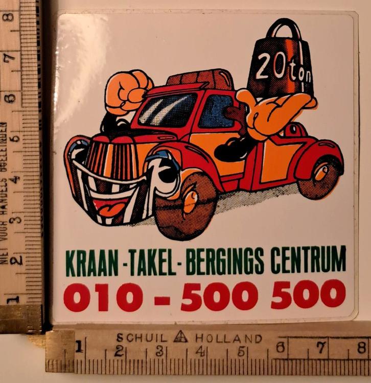 Vintage sticker Takelauto vrachtauto vrachtwagen strip, Verzamelen, Stickers, Zo goed als nieuw, Overige typen, Ophalen of Verzenden