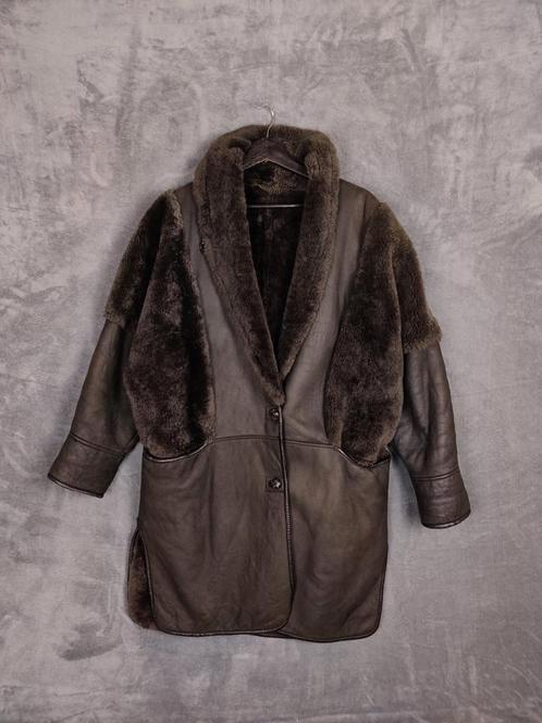 Lammy Coat Jas 44 L Shearling Leer Zwart, Kleding | Dames, Jassen | Winter, Zo goed als nieuw, Maat 42/44 (L), Zwart, Ophalen of Verzenden