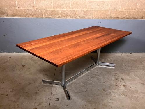 Vintage Eettafel Chroom Massief kersen industrieel, Huis en Inrichting, Tafels | Eettafels, Gebruikt, 50 tot 100 cm, 200 cm of meer