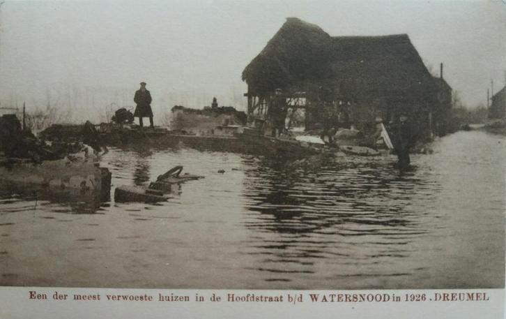 Oude Briefkrt: De watersnood in 1926 bij het dorp Dreumel., Verzamelen, Ansichtkaarten | Nederland, Ongelopen, Gelderland, 1920 tot 1940