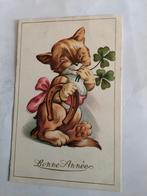 BONNE ANNEE.     POES MET HOEFIJZER EN KLAVERS. 1949, Verzamelen, Ansichtkaarten | Themakaarten, Ophalen of Verzenden, 1940 tot 1960