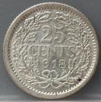 Mooi zilveren kwartje 1918 - 25 cent 1918 - Wilhelmina, Postzegels en Munten, Munten | Nederland, Zilver, Koningin Wilhelmina