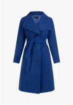 Lange kobalt blauwe herfstjas, Blauw, Maat 46/48 (XL) of groter, Zo goed als nieuw, Faina