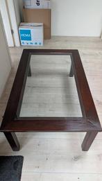 Houten salontafel met glasplaat, Ophalen, Kersenhout, 100 tot 150 cm, 50 tot 100 cm